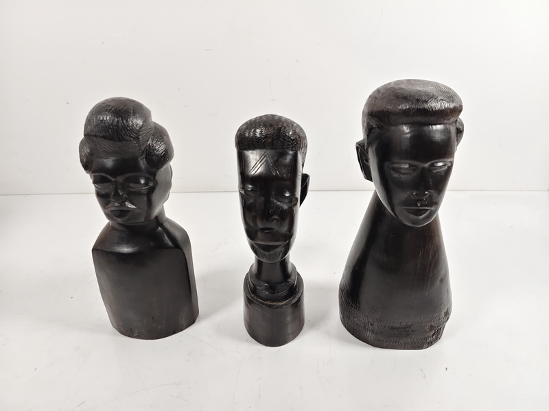 busto escultura objetos deco talla africa madera alt 17-18-19 1u